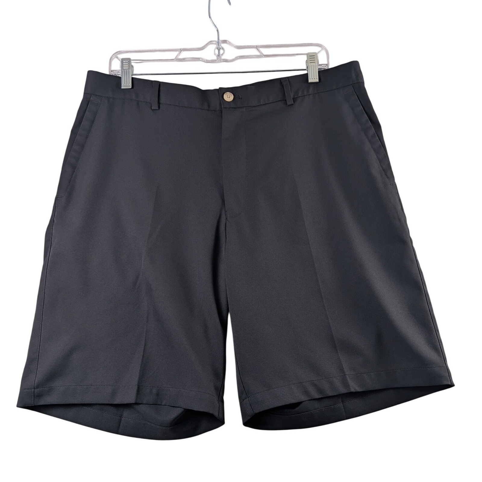Peter Millar Golf Shorts Mens 36 Black Wicking Performance Flat Front Crown Logo